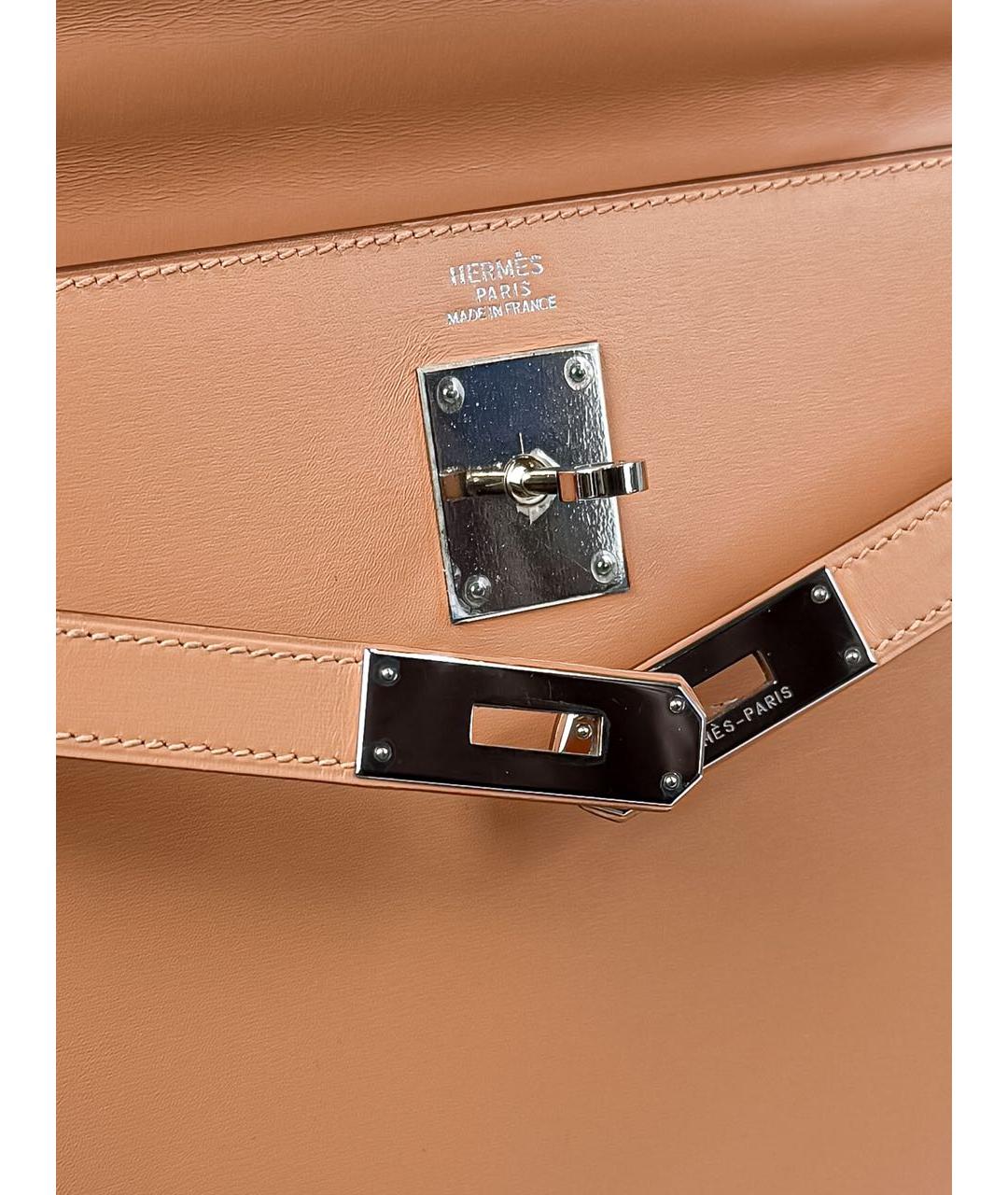 HERMES Коричневая кожаная сумка с короткими ручками, фото 6