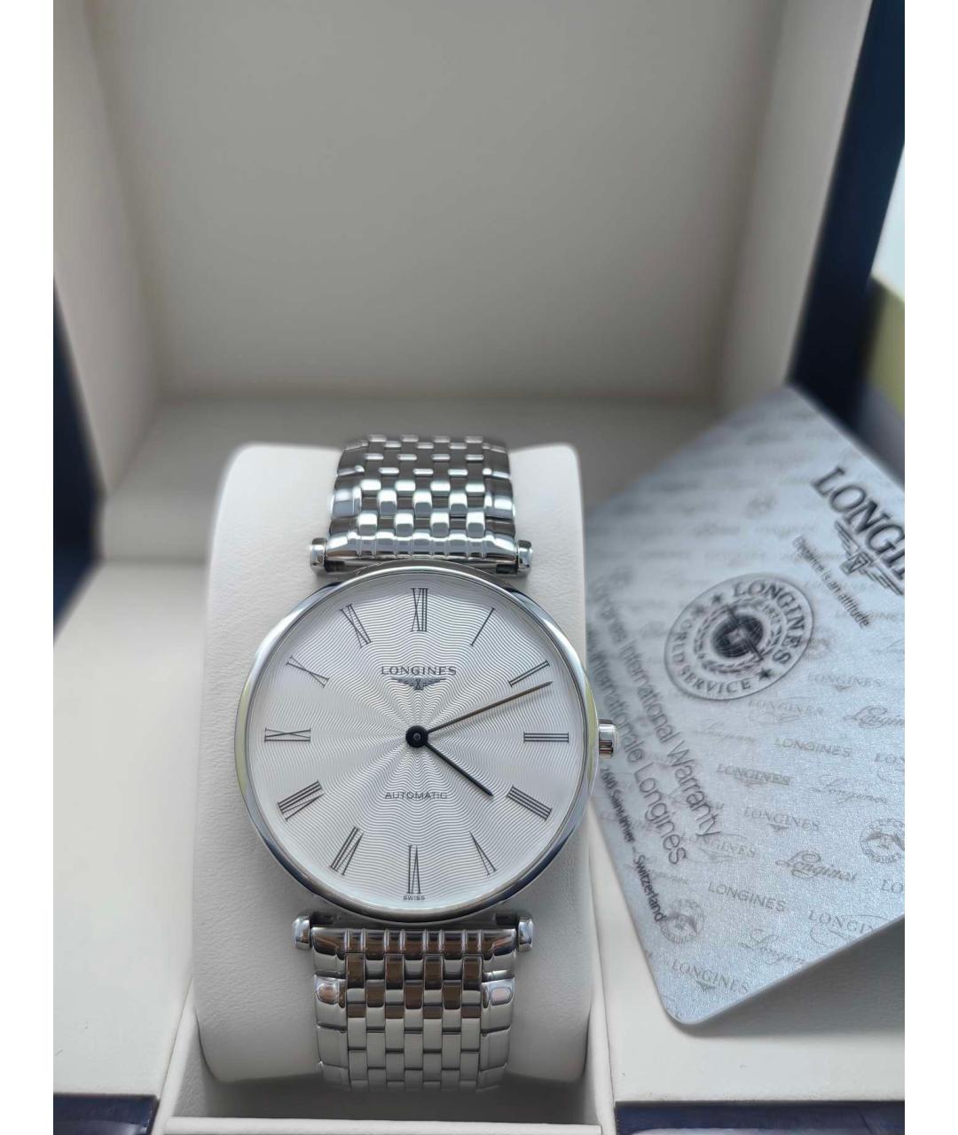 LONGINES Белые металлические часы, фото 8