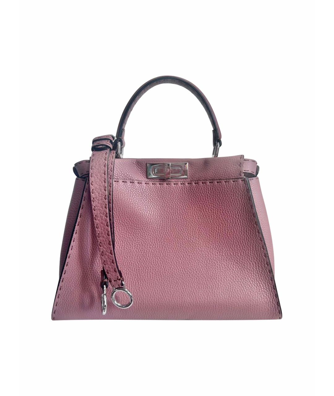 FENDI Розовая кожаная сумка с короткими ручками, фото 1