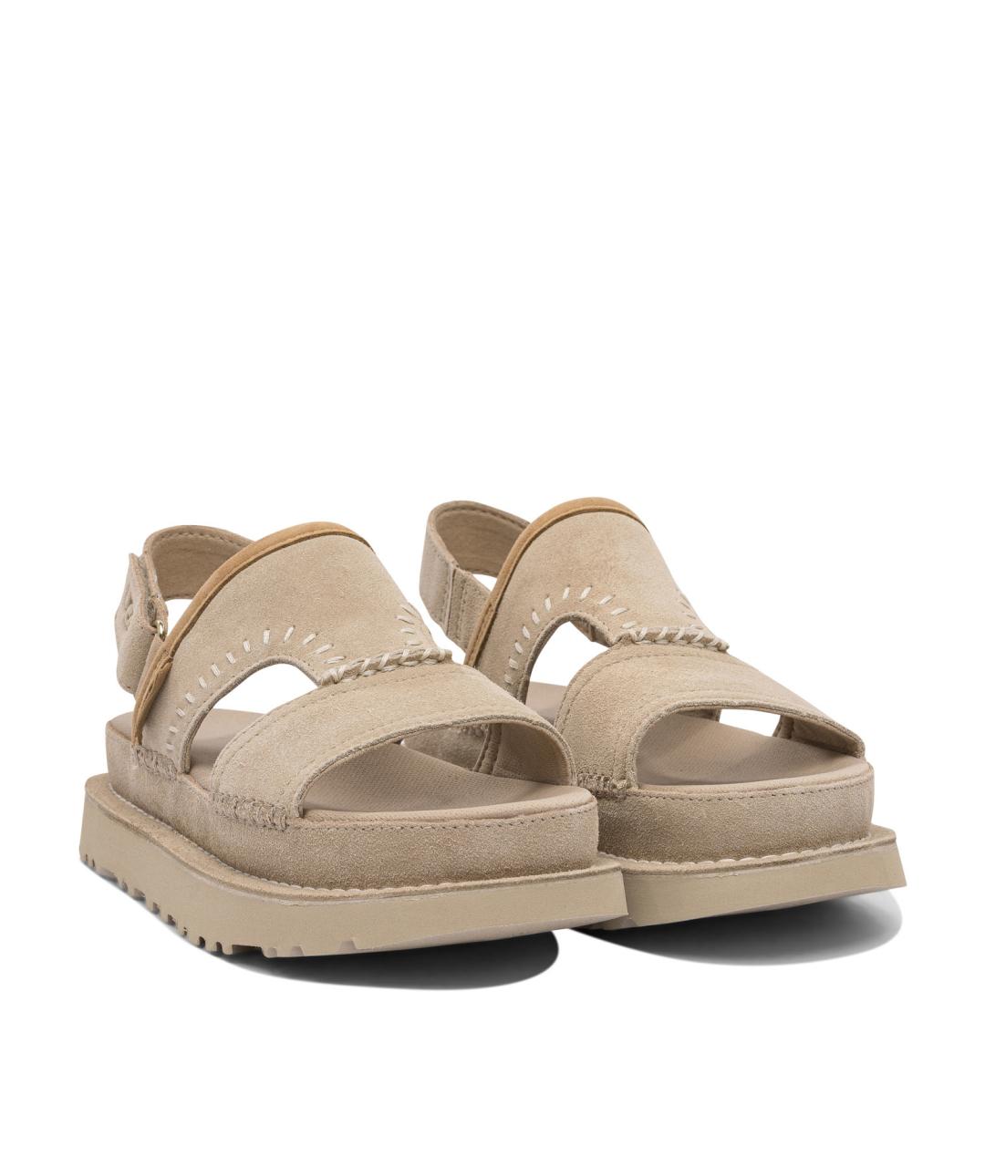UGG AUSTRALIA Бежевые кожаные сандалии, фото 2