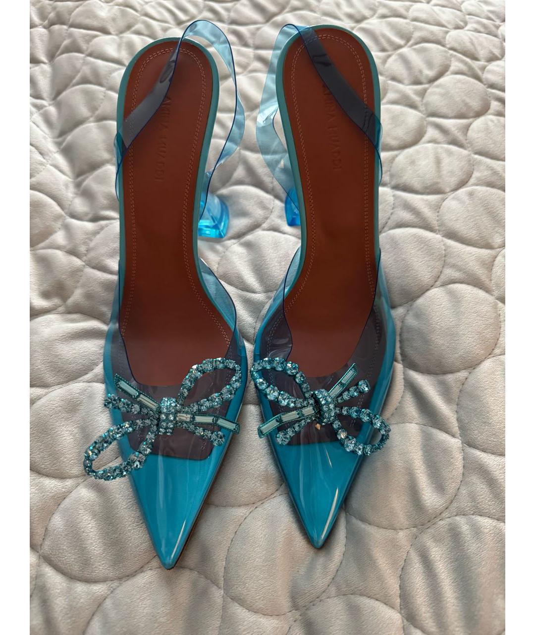 Amina Muaddi Голубые синтетические туфли, фото 3