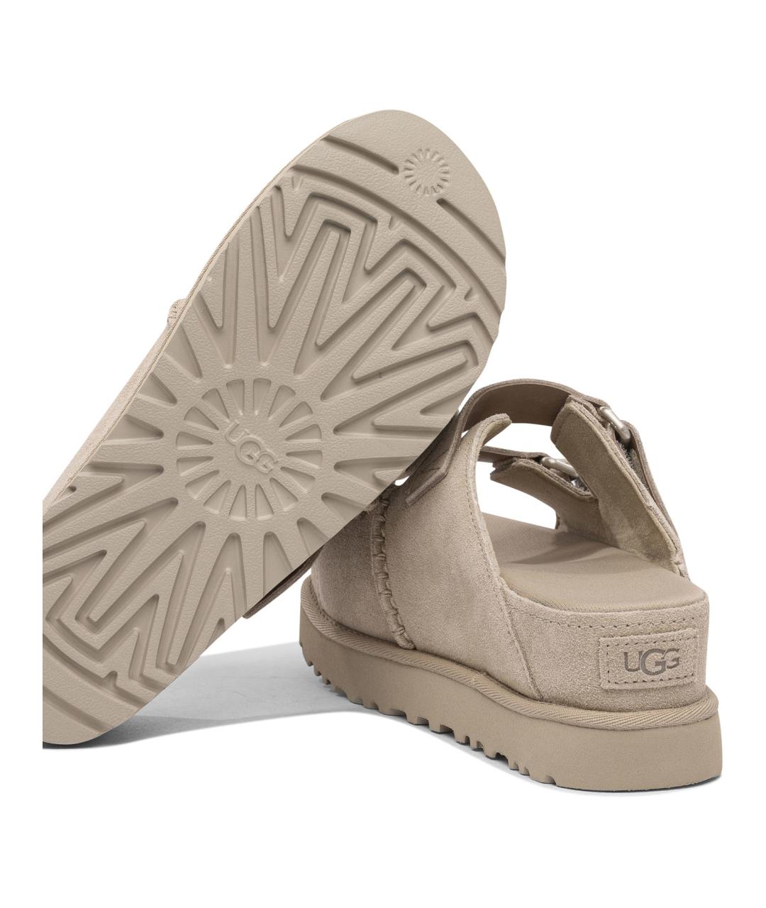 UGG AUSTRALIA Бежевые кожаные сандалии, фото 5