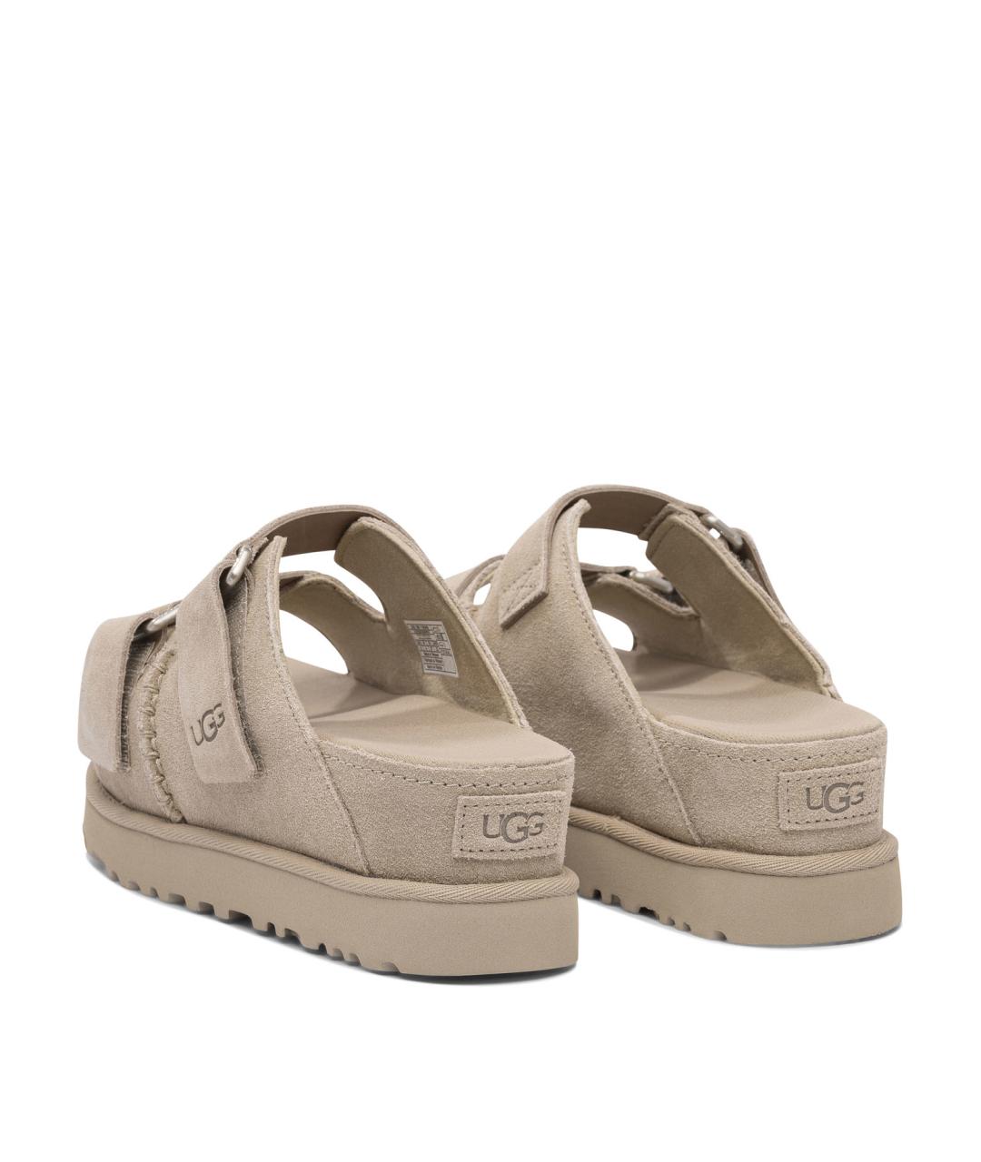 UGG AUSTRALIA Бежевые кожаные сандалии, фото 4