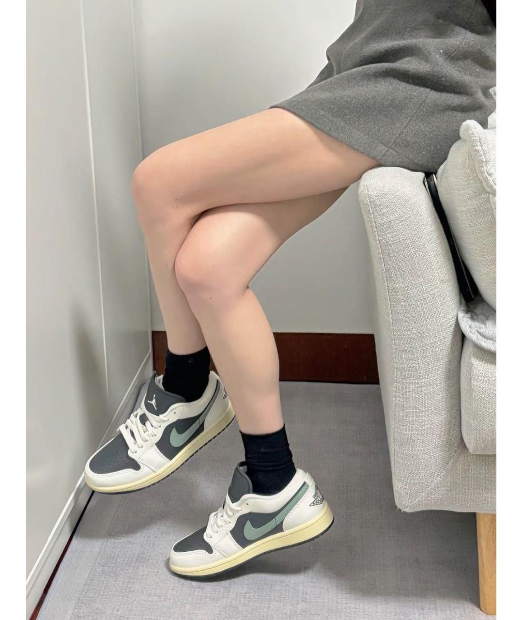 JORDAN Бежевые кожаные кеды, фото 5