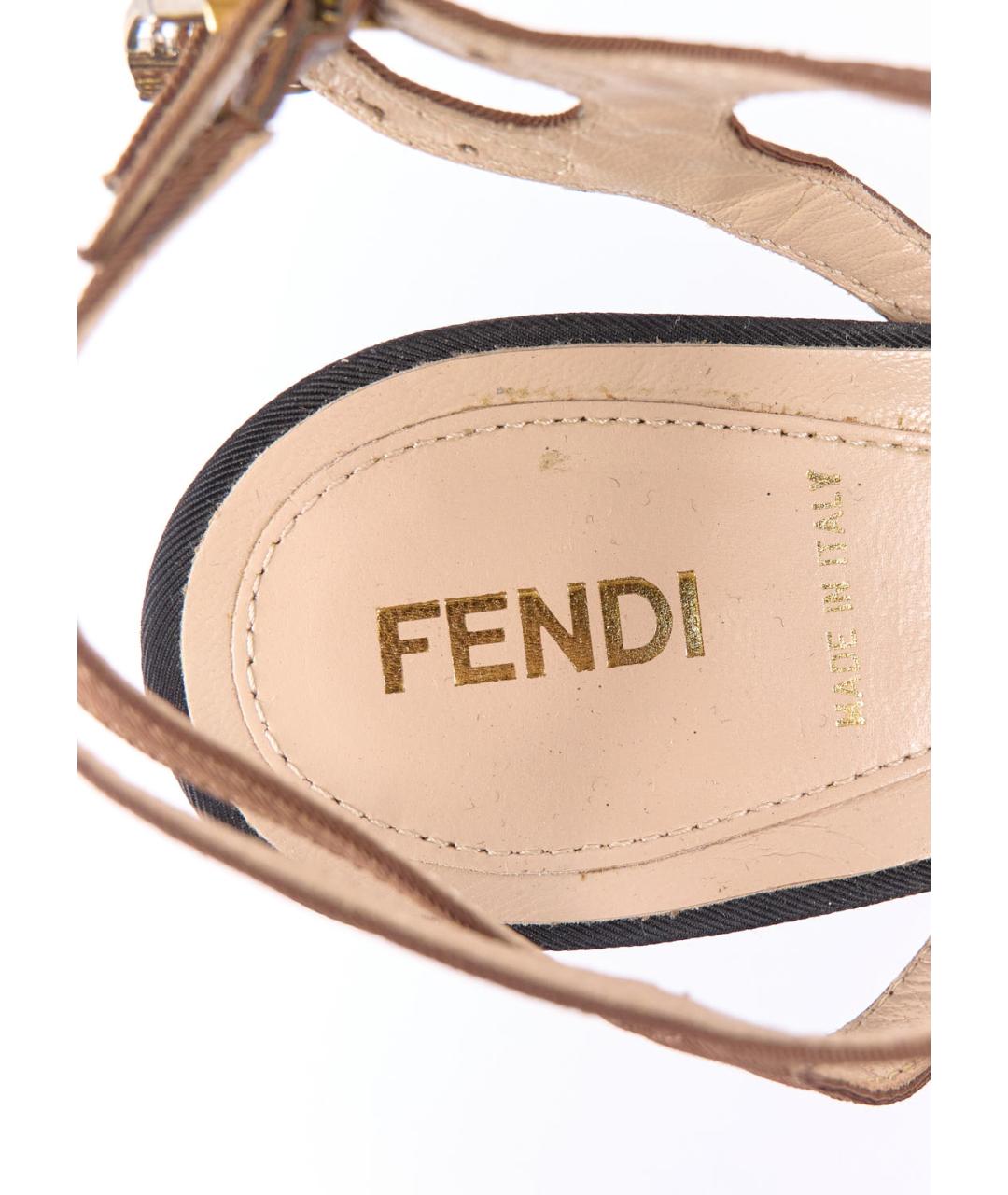 FENDI Белые кожаные босоножки, фото 5