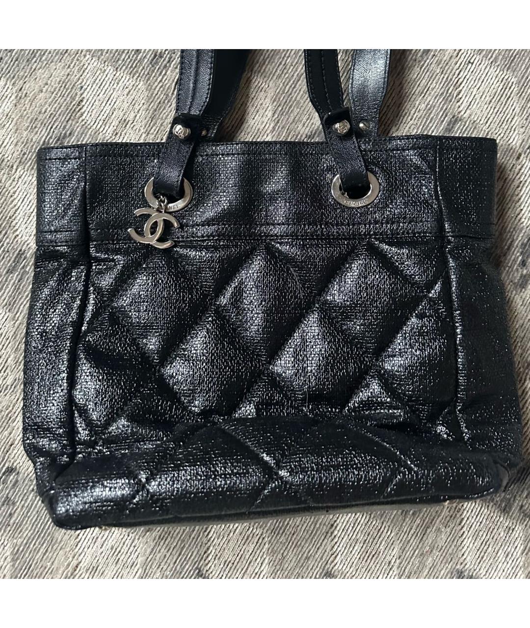 CHANEL Черная кожаная сумка тоут, фото 8