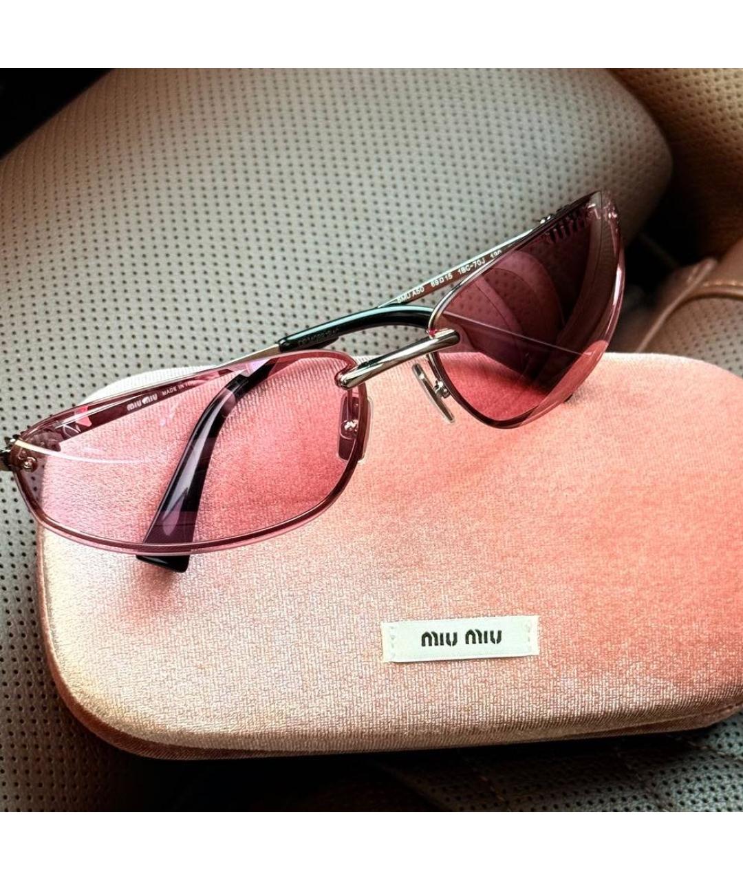 MIU MIU Розовые металлические солнцезащитные очки, фото 3