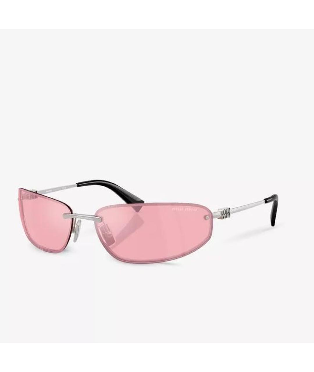 MIU MIU Розовые металлические солнцезащитные очки, фото 4
