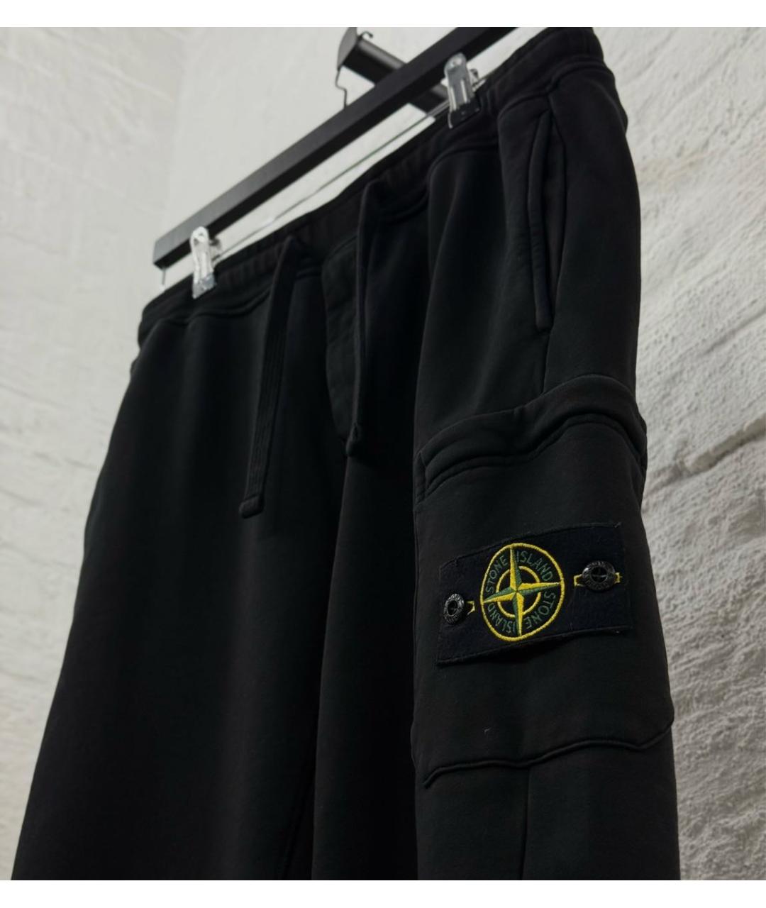 STONE ISLAND Черные хлопковые повседневные брюки, фото 3