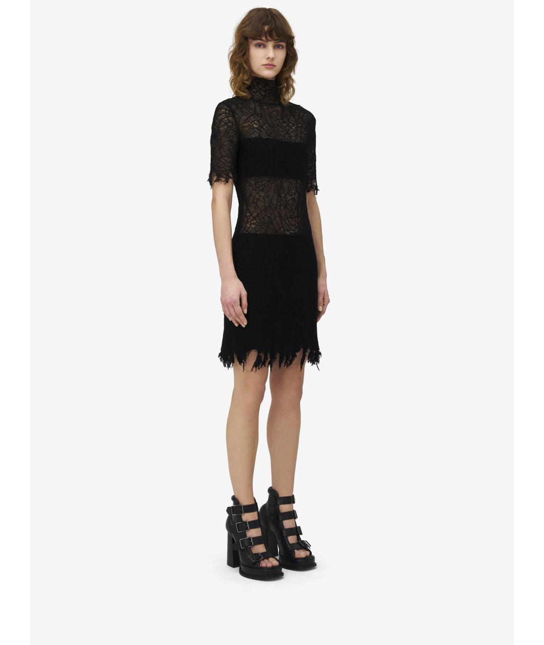 ALEXANDER MCQUEEN Черное хлопковое повседневное платье, фото 3