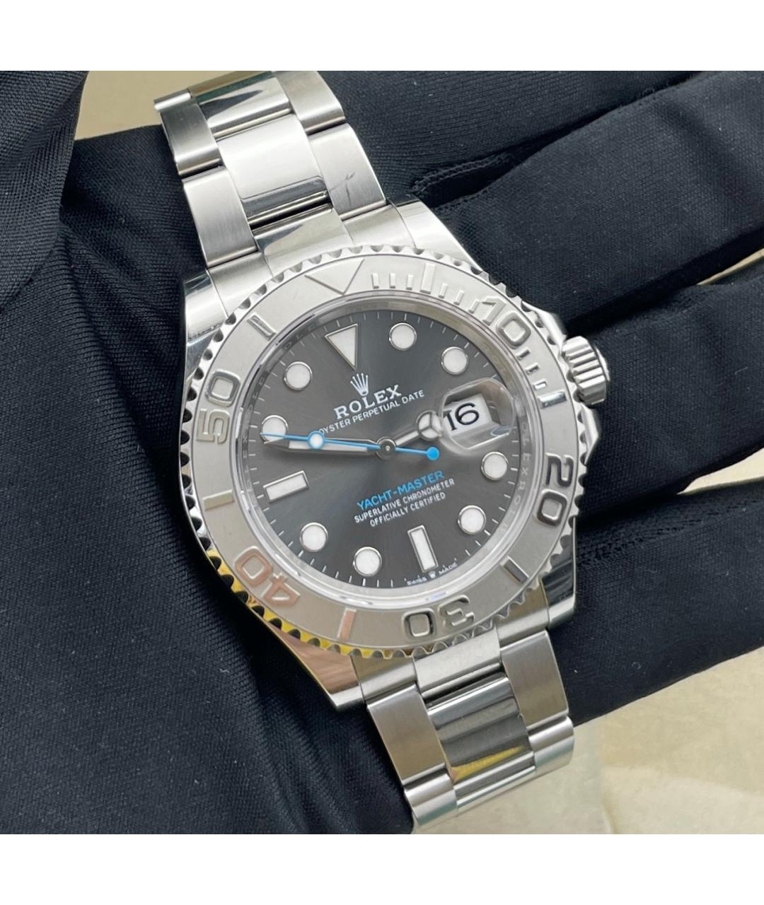 ROLEX Черные металлические часы, фото 8