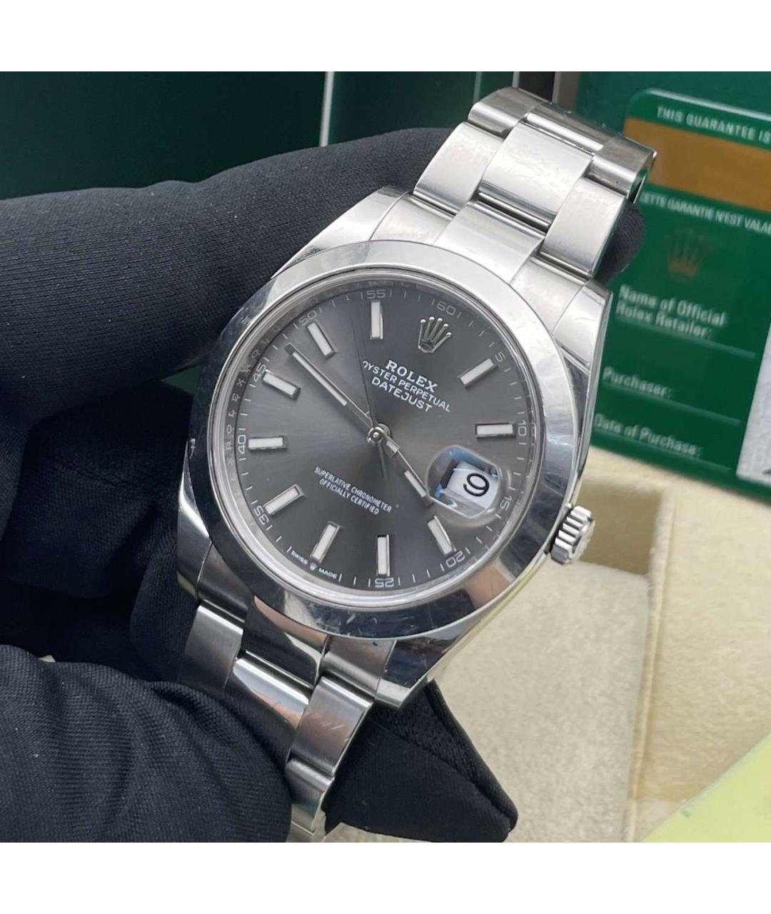 ROLEX Черные металлические часы, фото 3