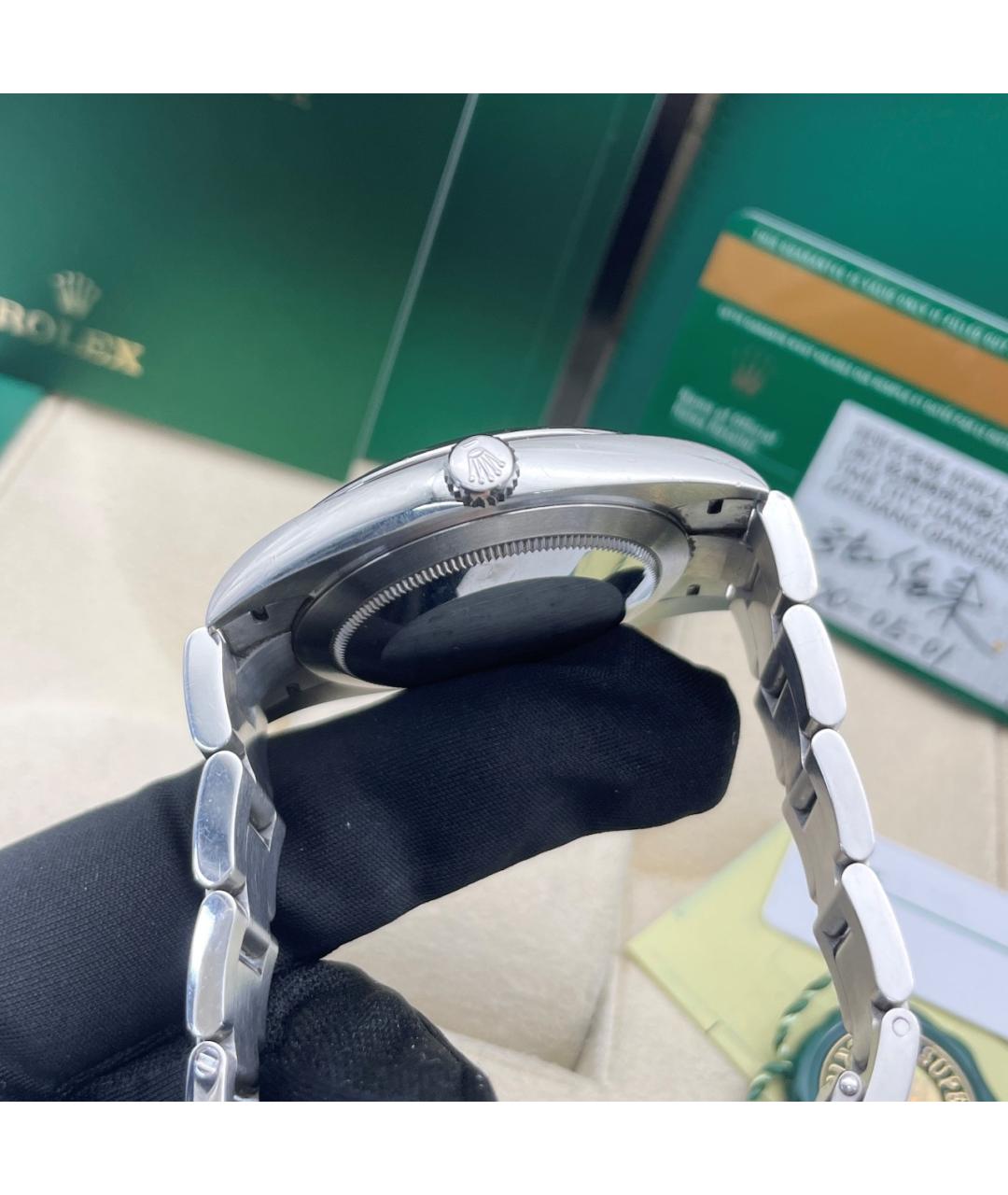 ROLEX Черные металлические часы, фото 4