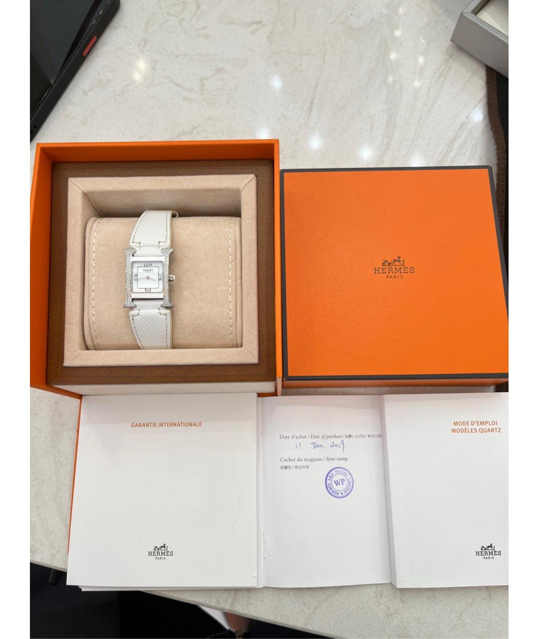 HERMES Белые металлические часы, фото 9