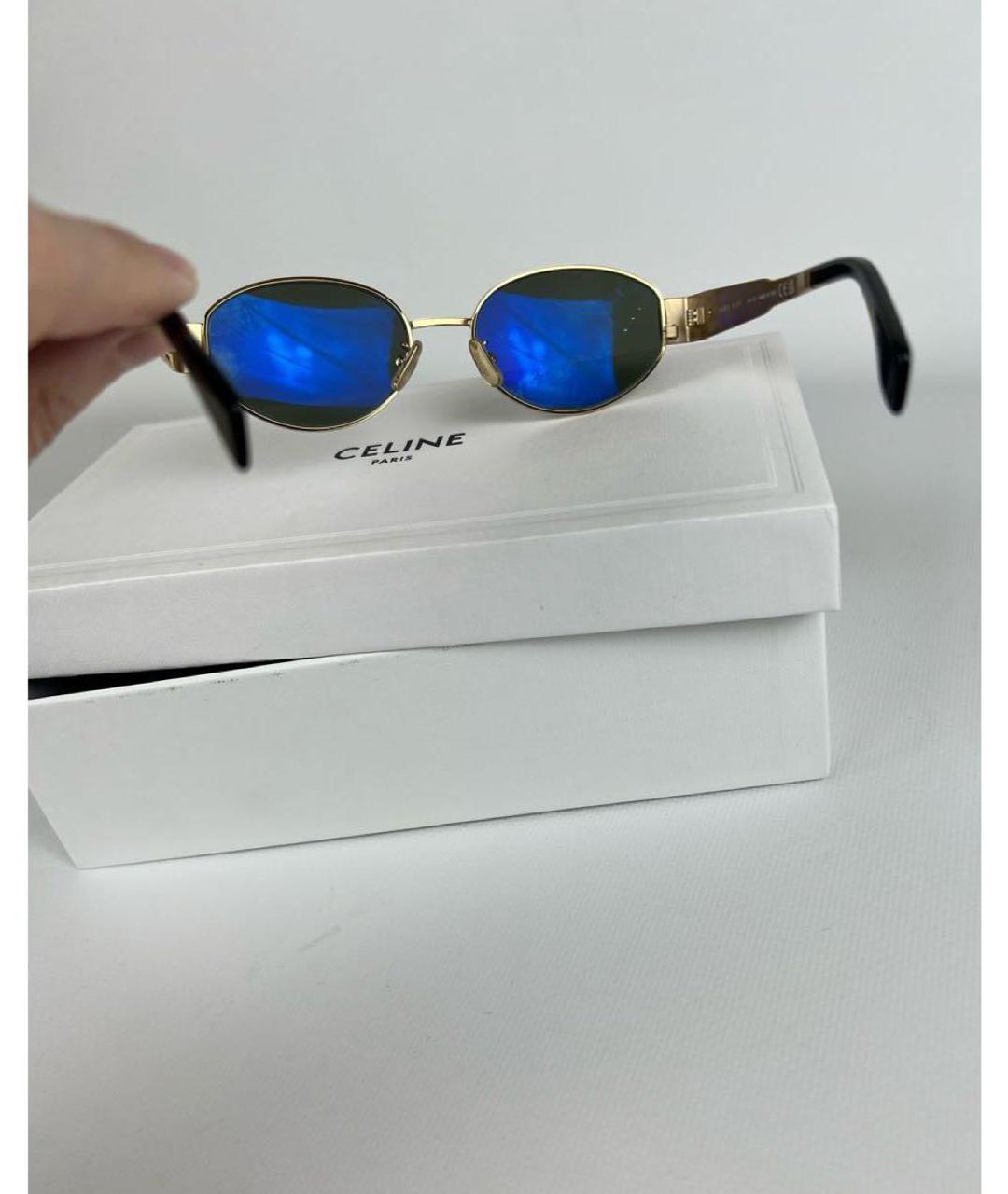 CELINE Золотые металлические солнцезащитные очки, фото 3