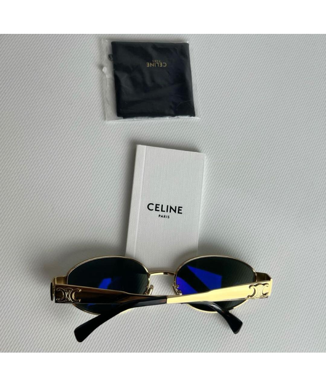 CELINE Золотые металлические солнцезащитные очки, фото 2