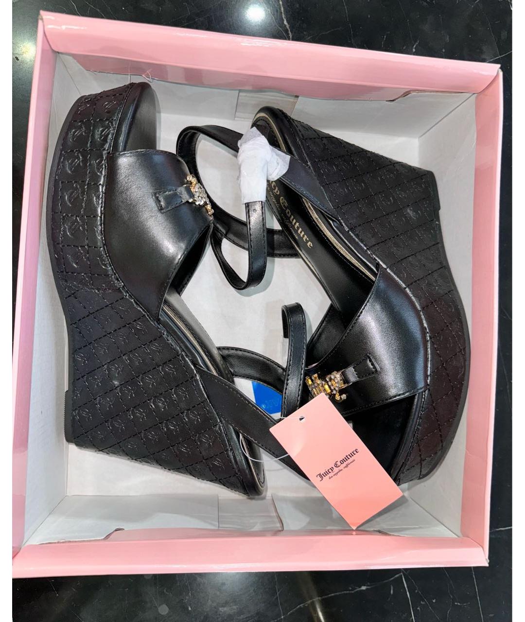 JUICY COUTURE Черные босоножки из искусственной кожи, фото 6