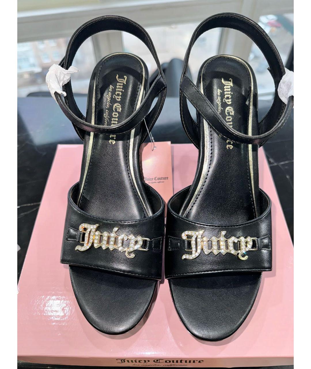 JUICY COUTURE Черные босоножки из искусственной кожи, фото 2