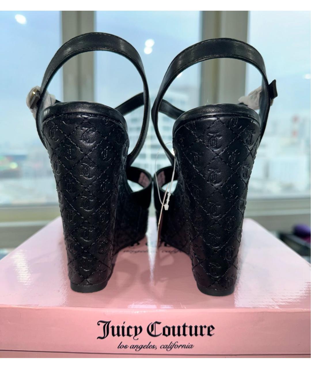 JUICY COUTURE Черные босоножки из искусственной кожи, фото 3