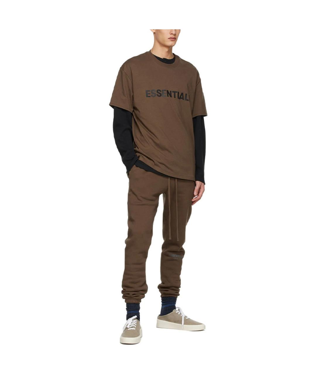 FEAR OF GOD ESSENTIALS Коричневая хлопковая футболка, фото 3