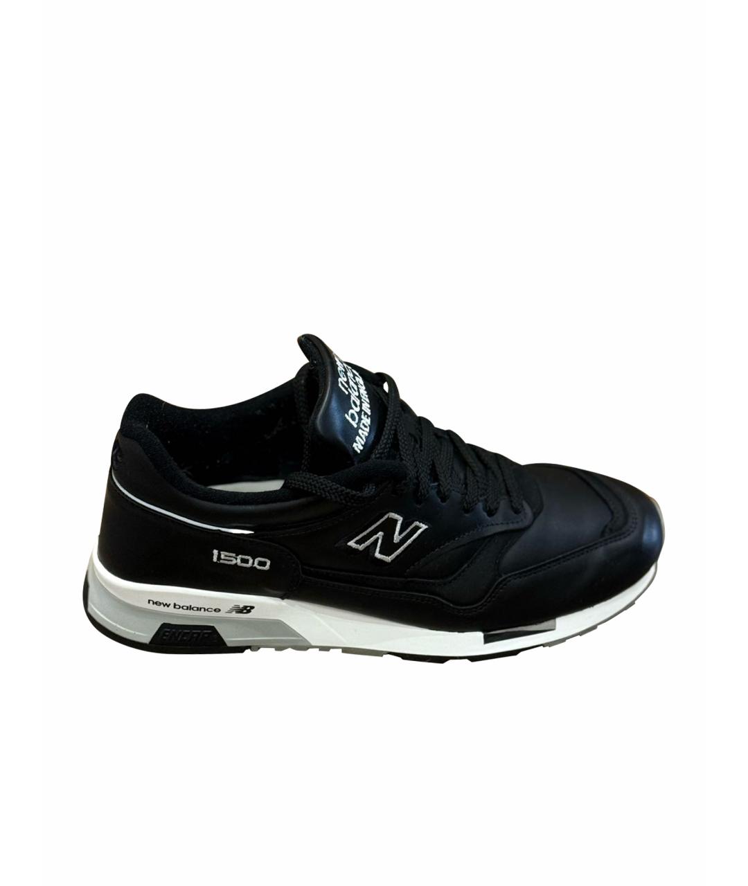 NEW BALANCE Черные кожаные низкие кроссовки / кеды, фото 1