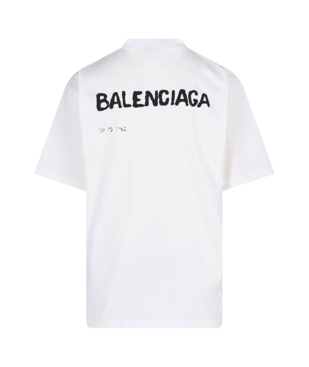 BALENCIAGA Белая хлопковая футболка, фото 2