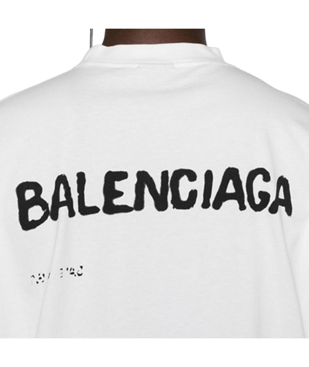 BALENCIAGA Белая хлопковая футболка, фото 6