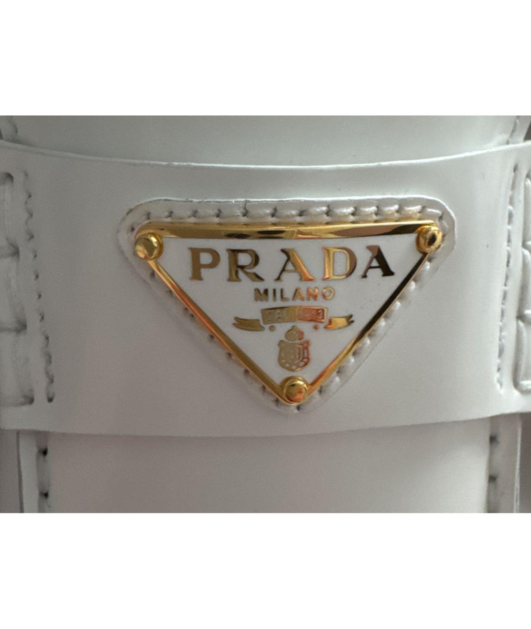 PRADA Белые кожаные лоферы, фото 8