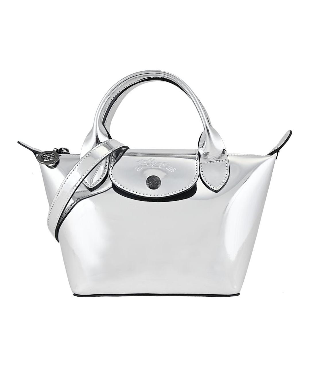 LONGCHAMP Серебряная сумка с короткими ручками, фото 3
