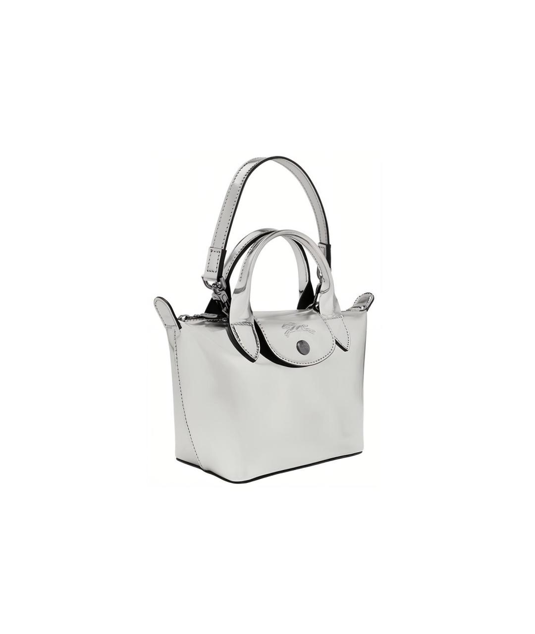 LONGCHAMP Серебряная сумка с короткими ручками, фото 4