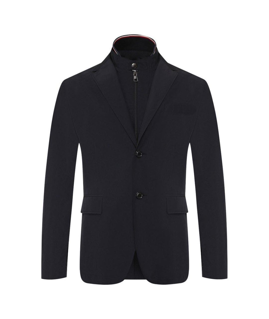 MONCLER Темно-синяя полиэстеровая куртка, фото 1