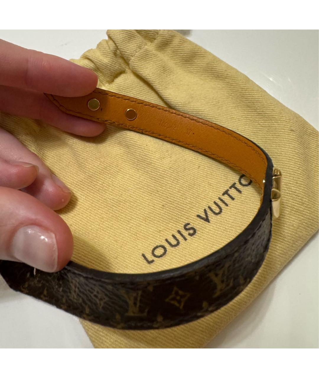 LOUIS VUITTON Коричневый кожаный браслет, фото 3