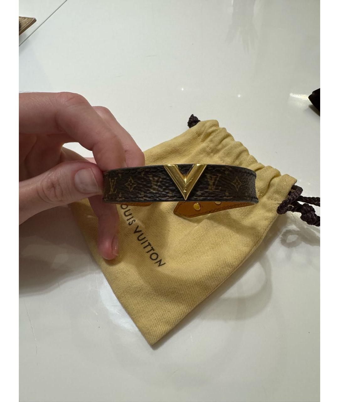 LOUIS VUITTON Коричневый кожаный браслет, фото 5