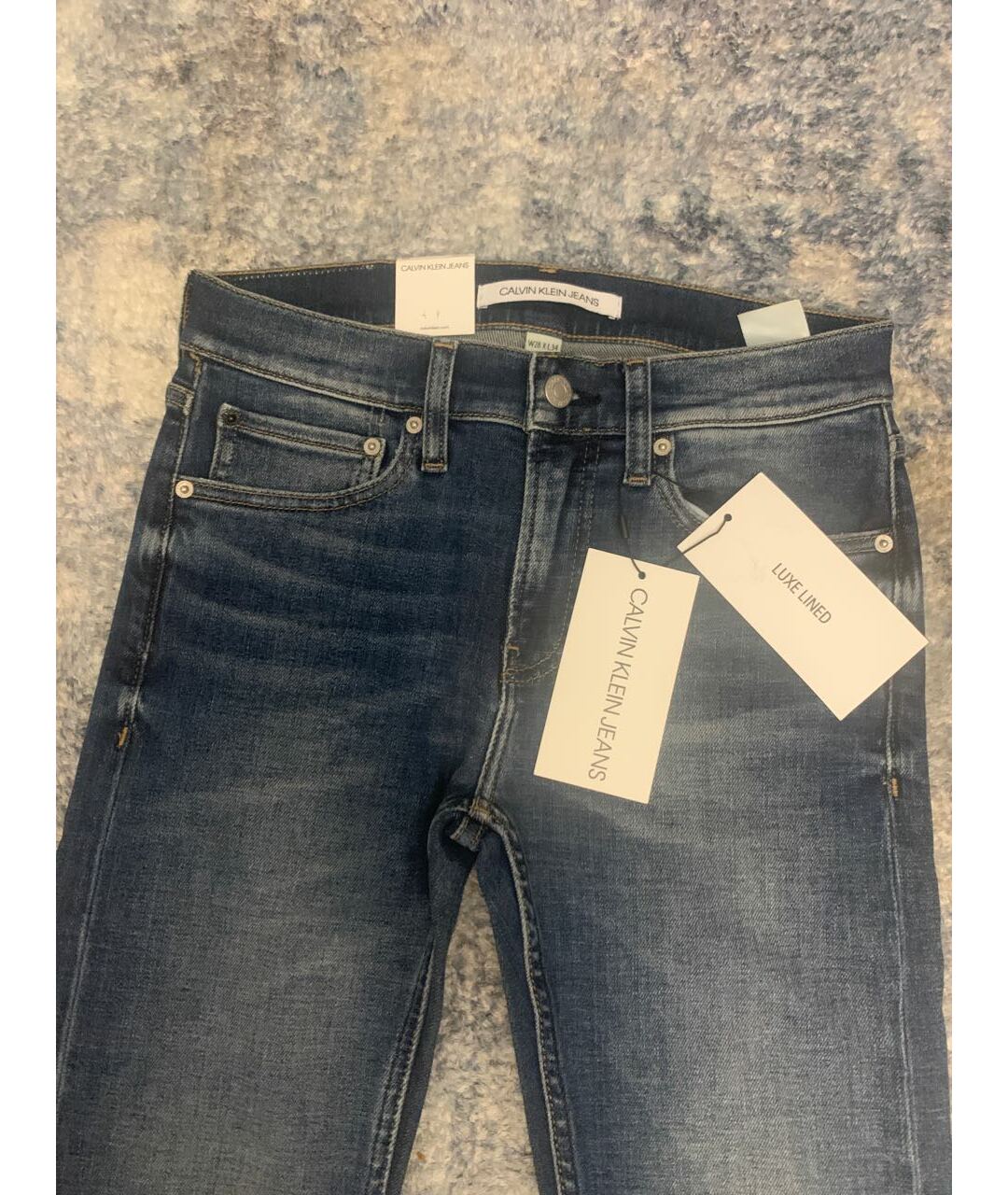 CALVIN KLEIN JEANS Темно-синие хлопко-эластановые джинсы скинни, фото 3