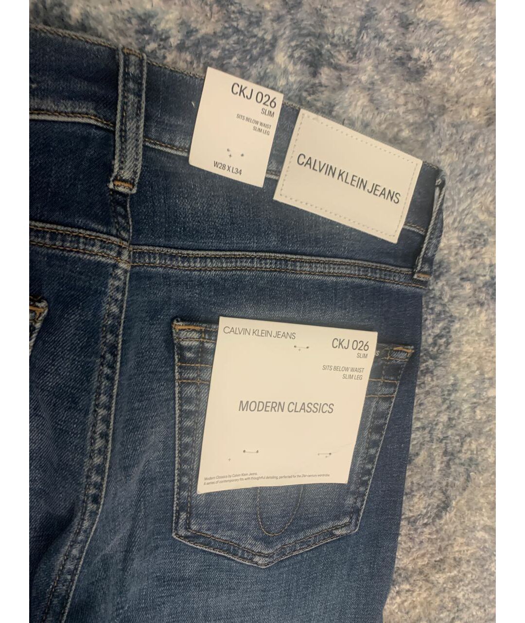 CALVIN KLEIN JEANS Темно-синие хлопко-эластановые джинсы скинни, фото 7