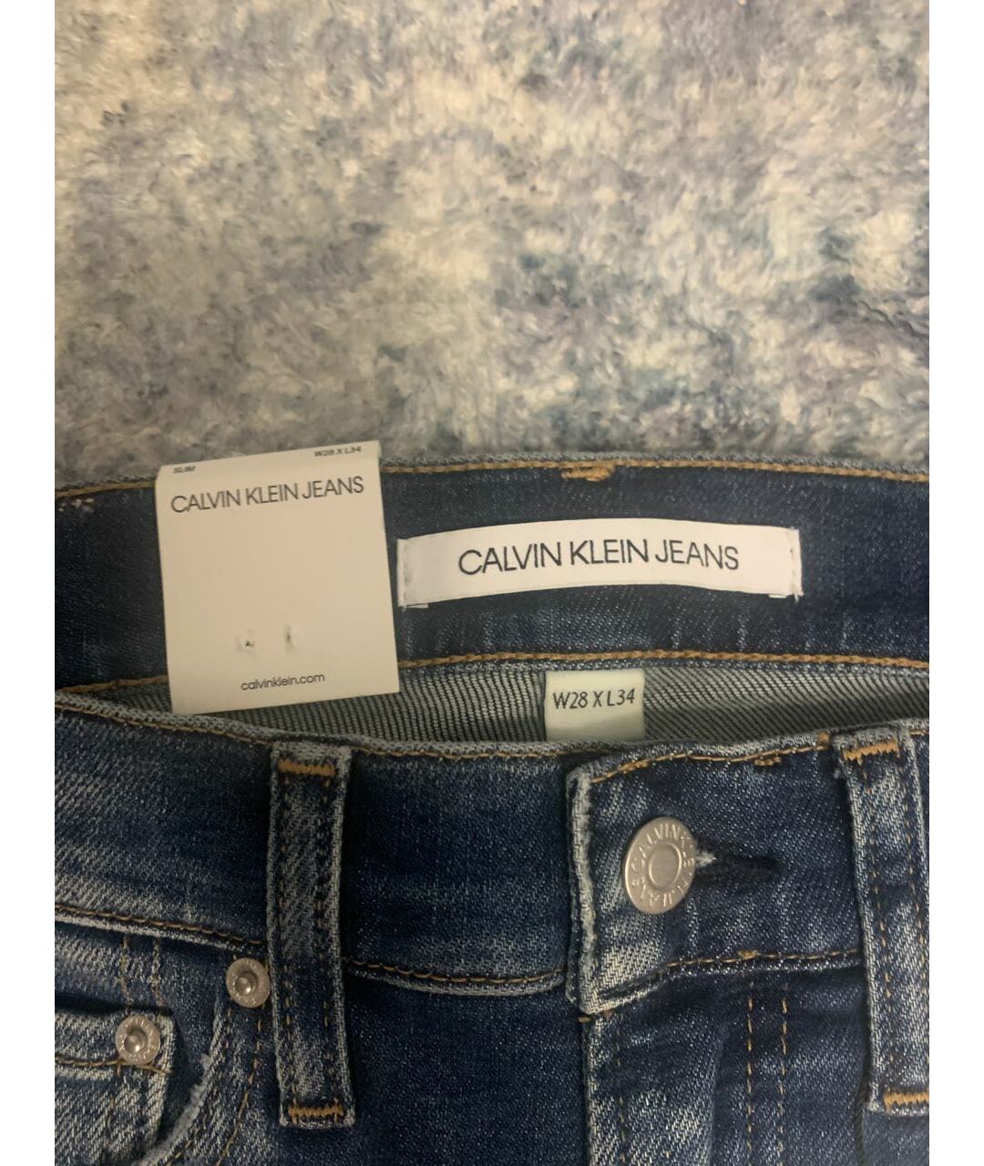 CALVIN KLEIN JEANS Темно-синие хлопко-эластановые джинсы скинни, фото 4