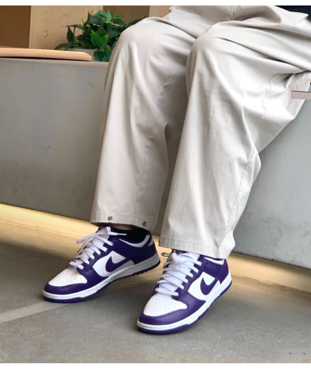 NIKE Фиолетовые кожаные низкие кроссовки / кеды, фото 6