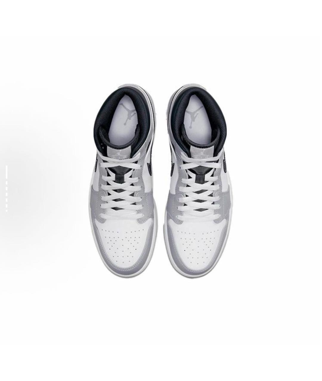 JORDAN Серые кожаные высокие кроссовки / кеды, фото 3