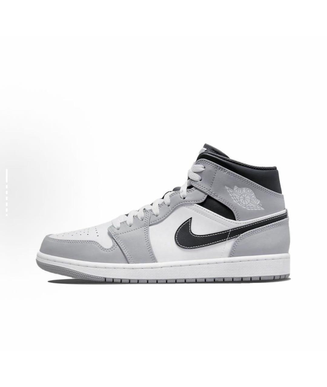 JORDAN Серые кожаные высокие кроссовки / кеды, фото 7