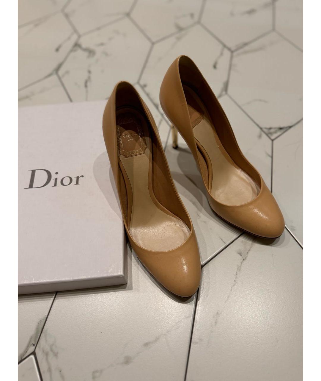 CHRISTIAN DIOR Бежевые кожаные туфли, фото 2