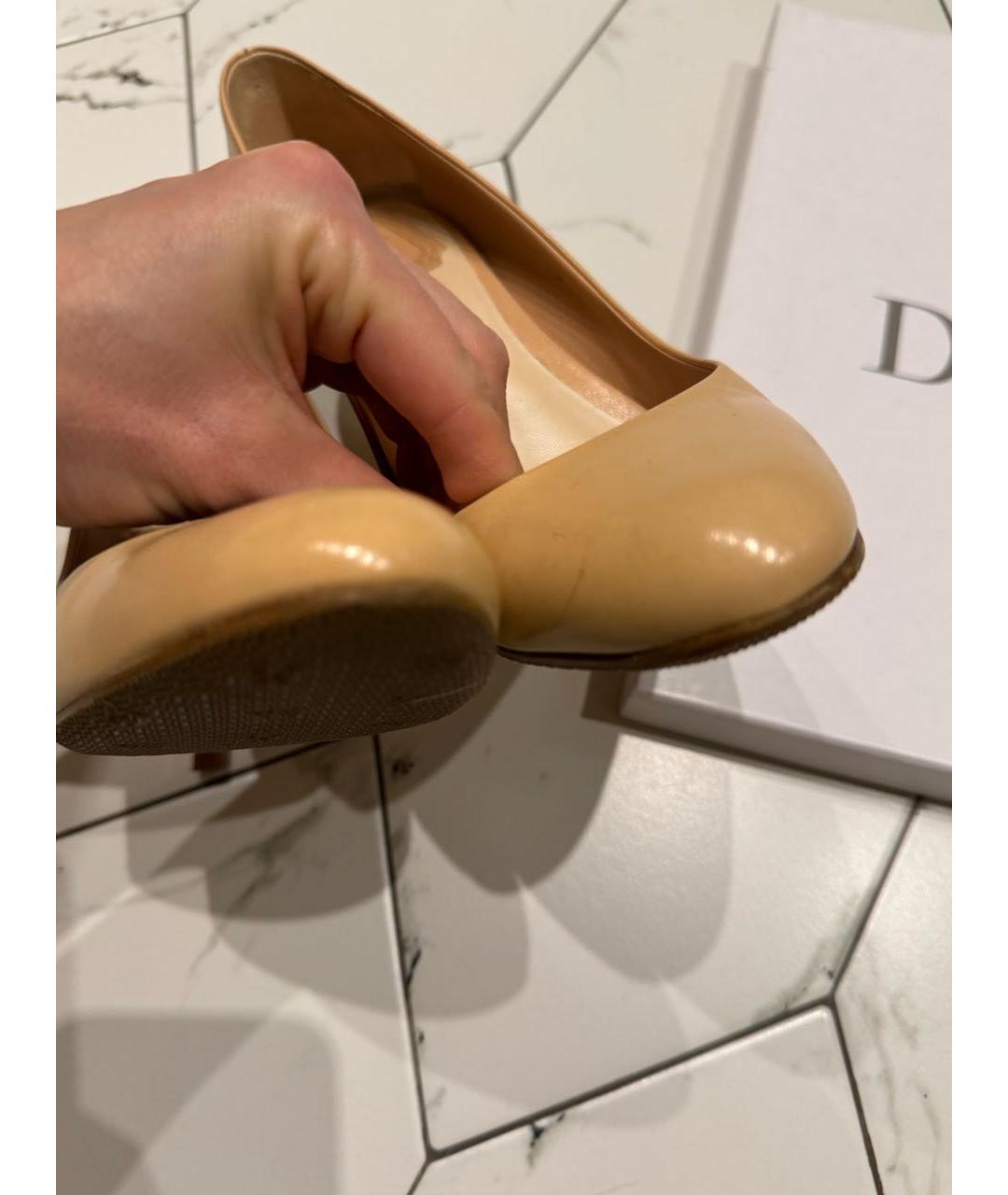 CHRISTIAN DIOR Бежевые кожаные туфли, фото 3