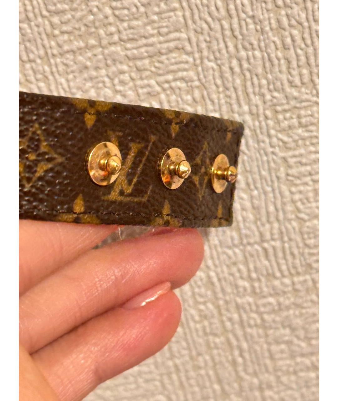 LOUIS VUITTON Коричневый кожаный браслет, фото 8