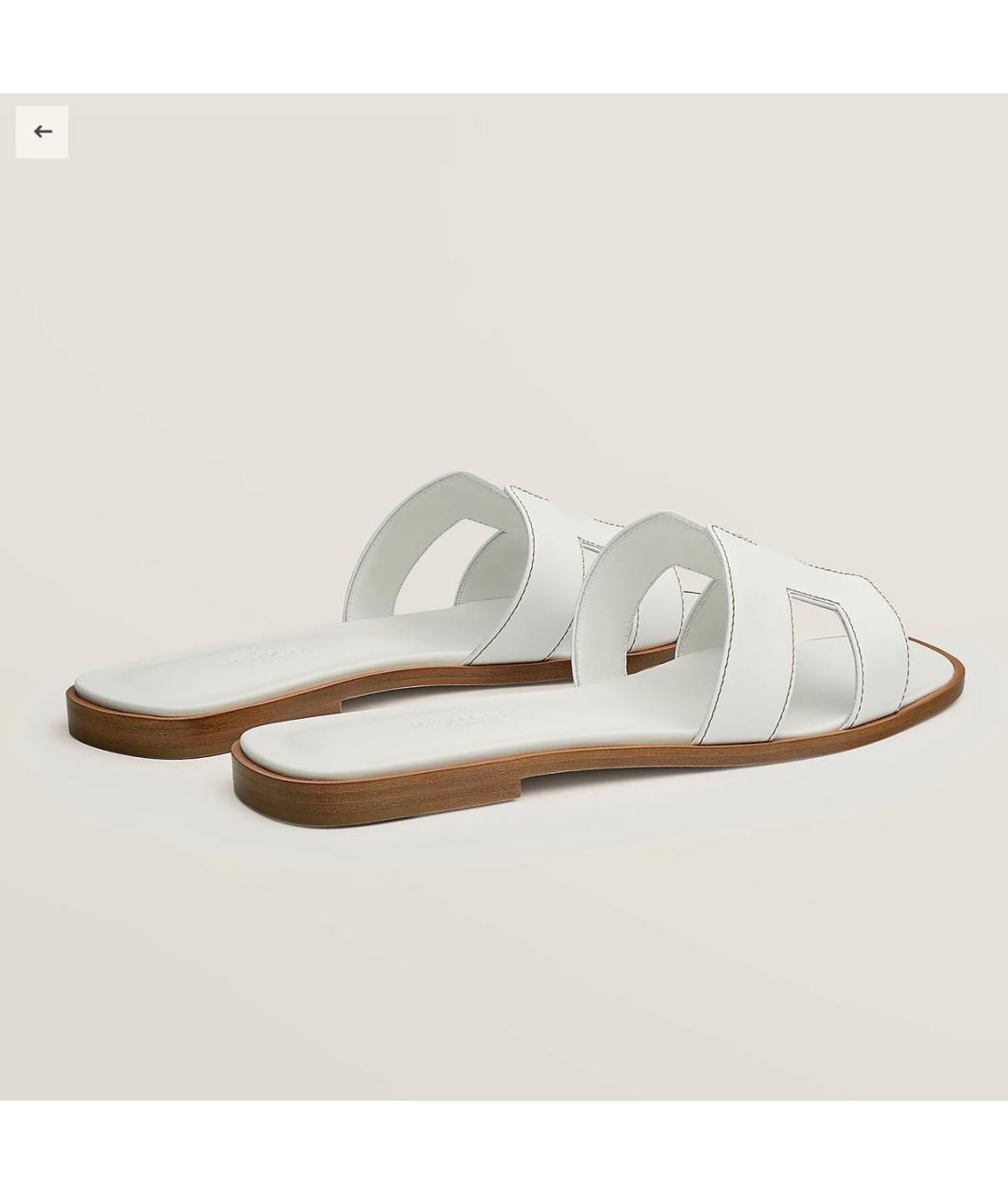 HERMES Белые кожаные шлепанцы, фото 4