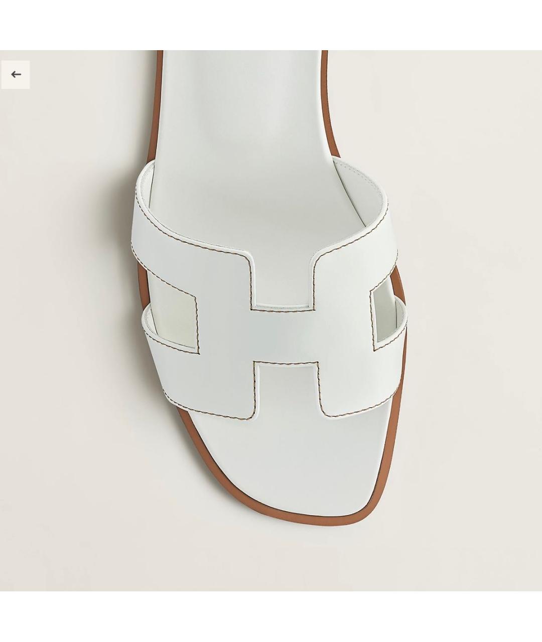 HERMES Белые кожаные шлепанцы, фото 5