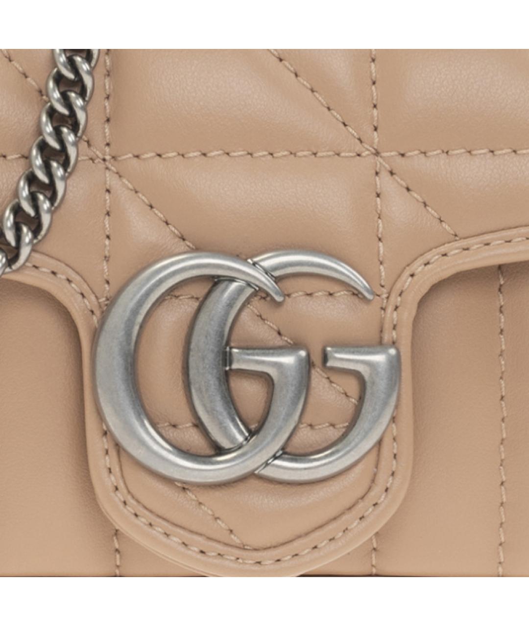 GUCCI Бежевая кожаная сумка через плечо, фото 4