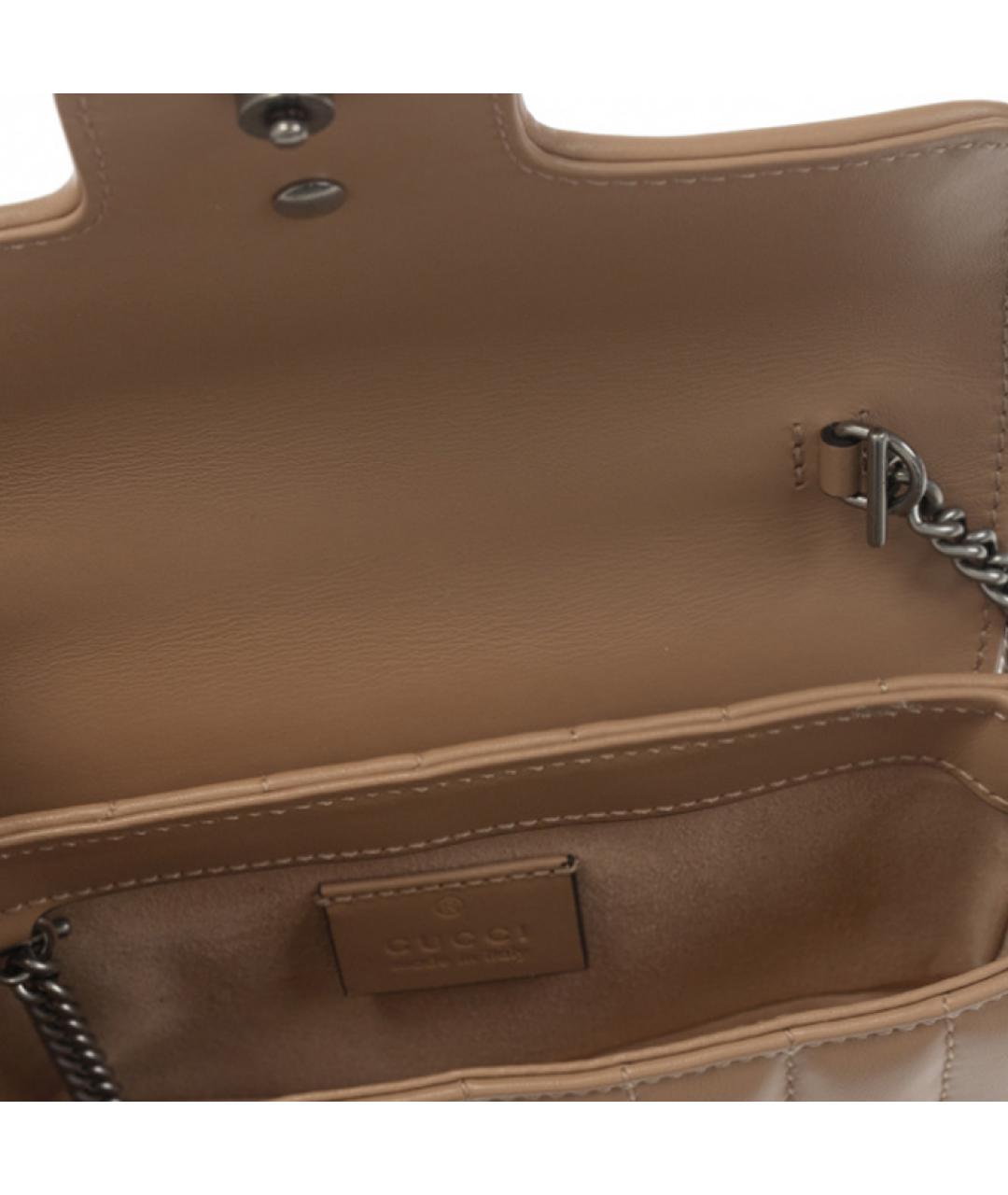 GUCCI Бежевая кожаная сумка через плечо, фото 5