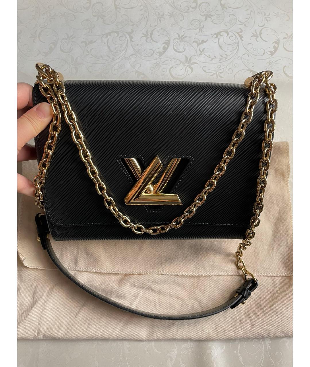 LOUIS VUITTON Черная кожаная сумка через плечо, фото 7