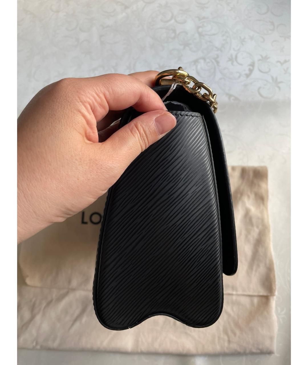 LOUIS VUITTON Черная кожаная сумка через плечо, фото 5