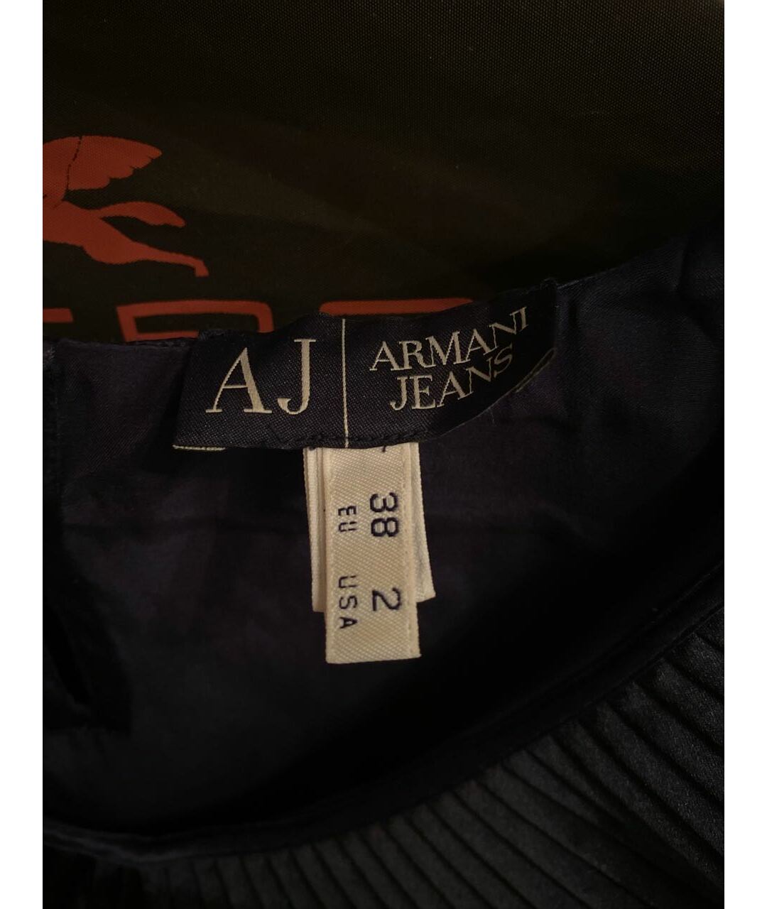 ARMANI JEANS Темно-синее шелковое платье, фото 3