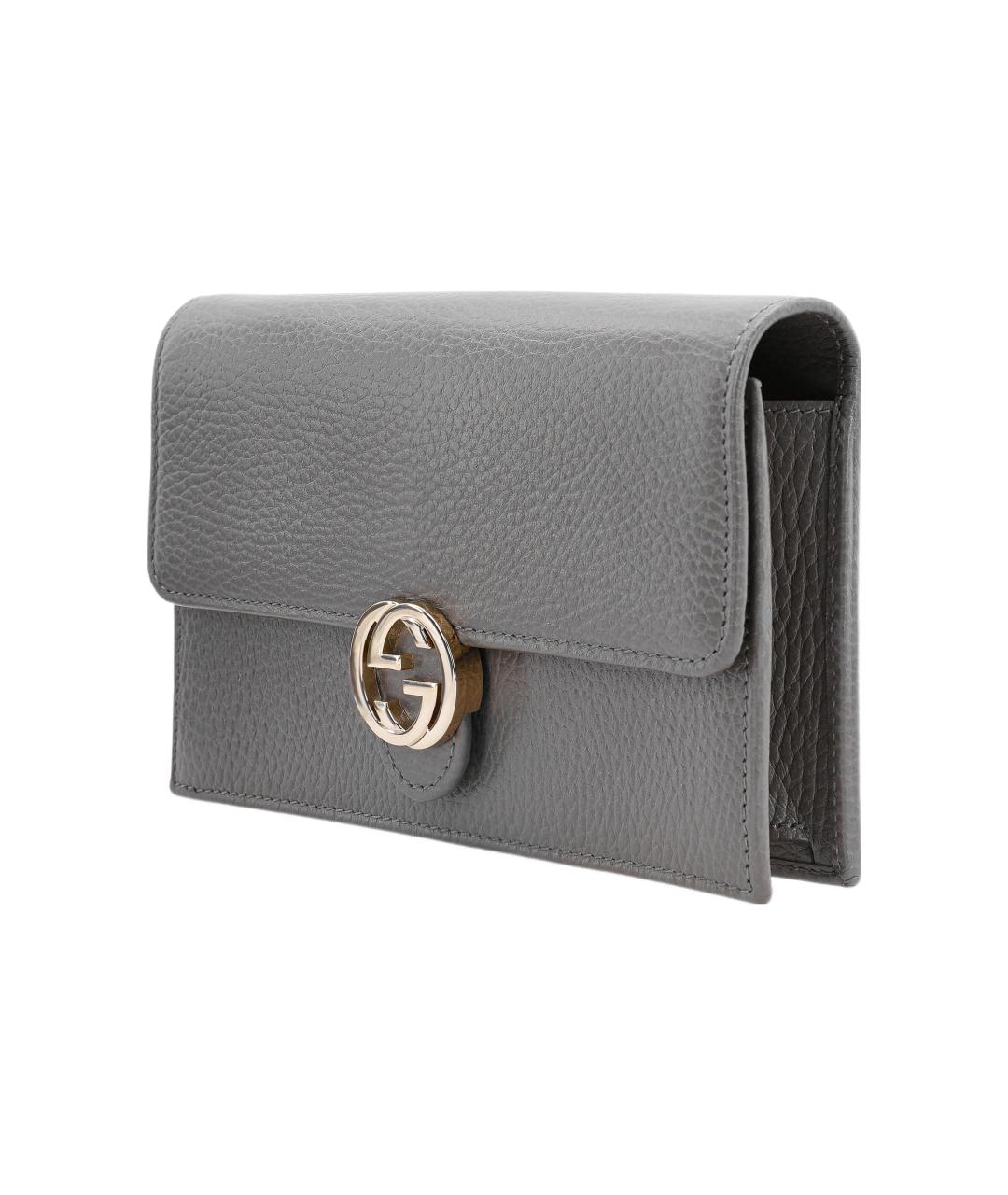 GUCCI Серая кожаная сумка через плечо, фото 2